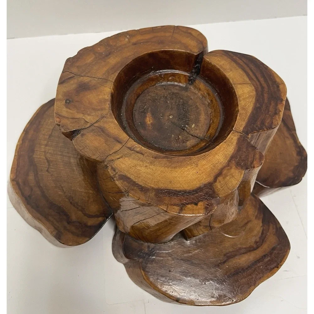 Vintage Handmade Burl Wood Candle Holder Manzanita Rustic Primitive 1970s Decor